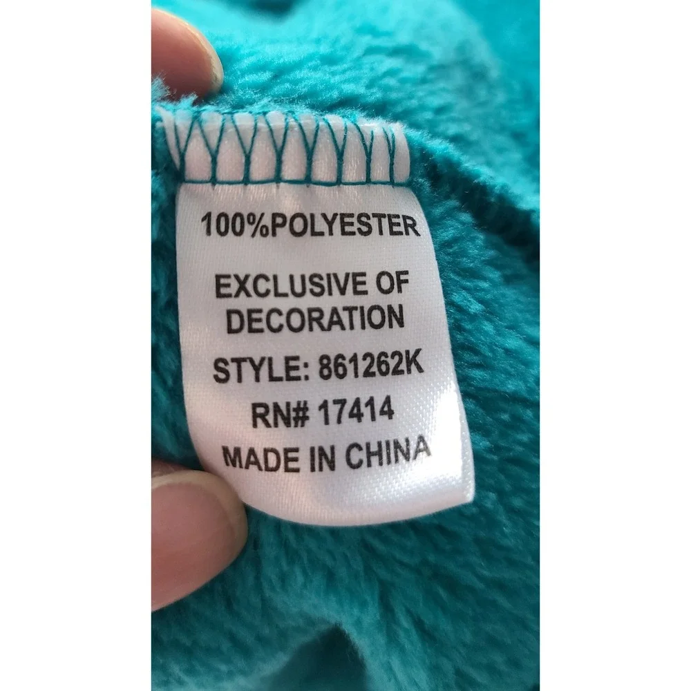 Miss Elaine Essentials Jade Teal Fleece Zip Front Robe Scroll Embossed 861262K